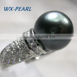 Golde Pearl Silver Ring With Tahitian Black Pearl thumbnail-2