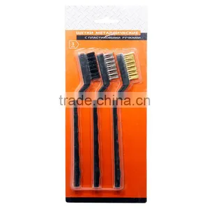 SWB-115 3pcs Set of 7" Plastic Handle Mini Wire Brush for Cleaning Welding Slag and Rust thumbnail-1