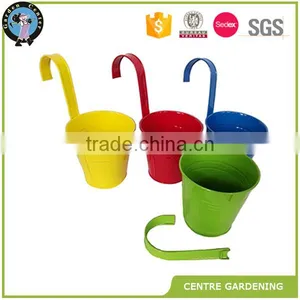Metal Wall Buckets Planter Home Decor Flower Pot Hook Bright Color Balcony Hanging Metal Hook Flower Pot thumbnail-1