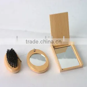 Wholesale Foldable Mini Wooden Mirror and Brush for Girls thumbnail-1