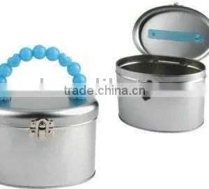 Oval Lunch Tin Box With Pearl Handle thumbnail-1