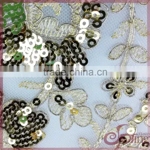African Swiss Embroidery Voile Sequins Fabric for Wedding Party Dress thumbnail-3