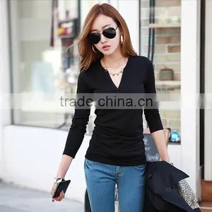 FASHION WOMEN V NECK CASUAL LONG SLEEVE T SHIRT TOPS thumbnail-3