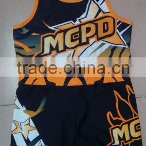 Customize Cheerleading Training Set ,sublimated Cheerleading Uniforms ,subliamtion Short Cheerleading Singlet thumbnail-1