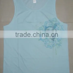 COTTON LADIES TANK TOPS, LADIES SLEEVE LESS CHEST PRINTED TOP thumbnail-1