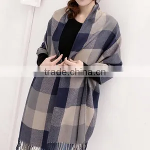 Latest Over Size Big Fringe Women Plaid Pashmina Shawl Scarf thumbnail-1