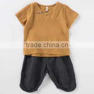 Zm35673a Wholesale Baby Kid Clothes Casual Chinese Style Boys Shirt and Pant Set thumbnail-2