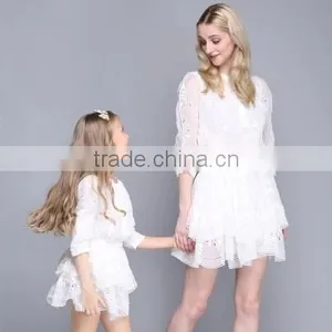 New Style Fall Boutique Girl Clothing Embroidery Layered Dresses Matching Clothes Mother And Daughter thumbnail-2