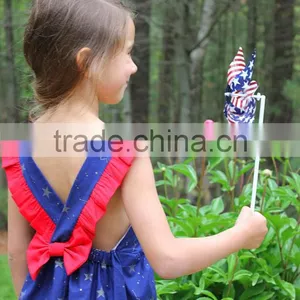 4th Of July Girls Cotton Frock Designs Ruffled Dress Summer thumbnail-6