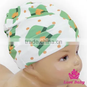 Wholesale Lovely St. Patrick's Item Green Cap Pattern Printed Organic Cotton Baby Beanie Hat thumbnail-1
