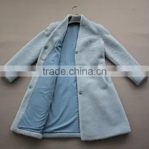 Myfur Light Blue Genuine Sheep Shearing Fur Overcoat Women Winter Coat thumbnail-5