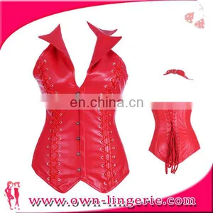 High Quality Waist Shaper Corset Ladies Leather Corset Steampunk Corset thumbnail-2
