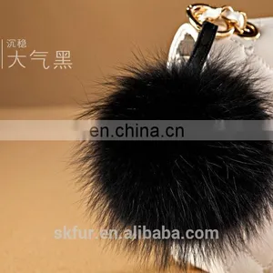 Factory Wholesale High Quality Fox Fur Pom Pom Keychain/fox Fur Pompon Keychain thumbnail-3
