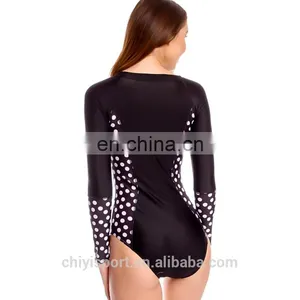 Sun-protective Rash Guard Printed V-neck Long Sleeves One-piece Rashguard thumbnail-4
