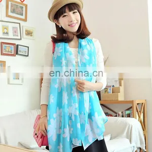 2014 Women Cheap Price Fashion Style Lovely Long Polyester Flower Stole(PP088L) thumbnail-1