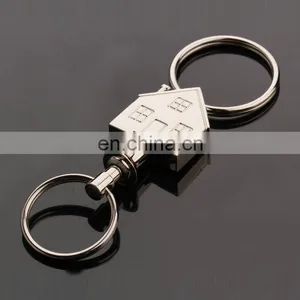 Custom Made House Shaped Blank Metal Keychain With Double Rings thumbnail-1
