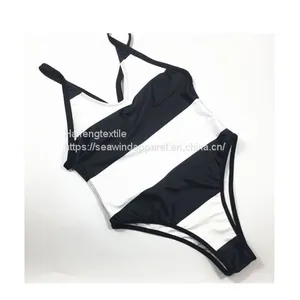 Black White Stripe Printing Summer Ladies One Piece Swimwear Women Bikini thumbnail-4