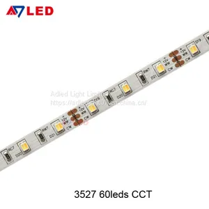 SMD3527 60leds 12v 24v CCT Bicolor 2 in 1 Temperature Adjustable Warm White Cold White Led Strip thumbnail-1