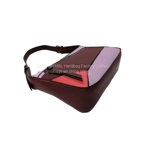 Hot Fashion Small Saffiano Faux Leather Contrast Colorful Handbags Shoulder Top Handle Satchel Bag thumbnail-5
