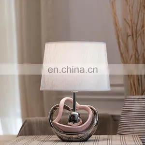 Novel Gift Item Custom Heart Shape Ceramic Base Cheap Office Hotel Pink Custom Table Lamps for Home Decor thumbnail-6