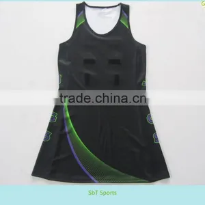 Custom Made Women Sublimation Plain Team Netball Dress for Woman, Black thumbnail-1