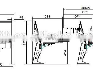 Plywood School Furniture Classroom College Desk and Chair TC-951-1-V for Student thumbnail-3