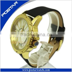 Fashion Watch Round Steel Case Men Women Leather Quartz Analog Wrist Watch thumbnail-5