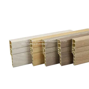 Baseboard Wholesale Corner Line 7cm PVC Anchor Line With Nail Cover Strip Floor Wood Grain Black and White Grey Closing thumbnail-2