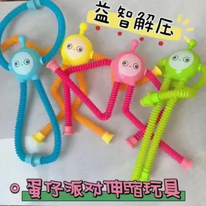 Luminous Robot Telescopic Tube Children's Educational Stretch Cartoon Sucker Parent-child Interaction Creative Decompression Toy. thumbnail-1