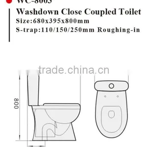 WC-8003 Washdown Two-piece Toilet With Soft Closing Cover Ramp Down Closer, Water Closet Toilet Bowl thumbnail-2