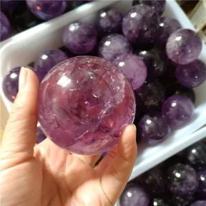 Natural Deep Purple Amethyst Crystal Sphere Ball thumbnail-1