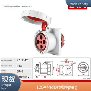 Industrial Sockets, Industrial Plugs, Outdoor, 125a High Current, 63a, ul Certified, ce Certified, Zhongzhao Electrical Appliances thumbnail-5