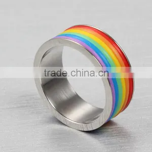 New Rainbow Colors Gay Rings Gay Men Rings Different Colors Ring Silver Ring thumbnail-3