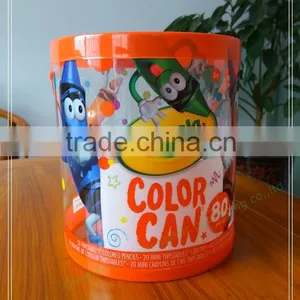 Custom Printed and Made Clear PET Water Proof Color Pencil Packaging Plastic Round Bucket Quality Choice thumbnail-4