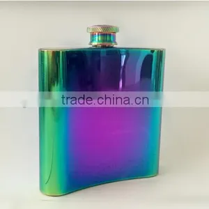Hip Flask Stainless Steel Flasks Rainbow Iridescent Gold Flask thumbnail-1
