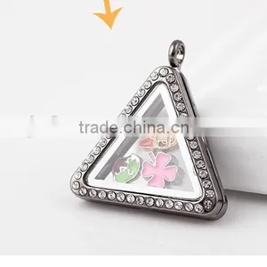 High Grade Alloy Living Floating Glass Magnetic Triangle Locket Pendant Wholesale China thumbnail-5