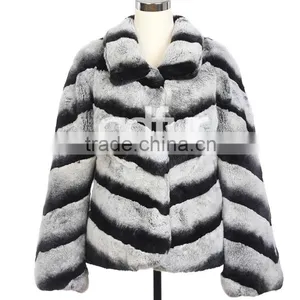 QD30350 Latest Real Fur Winter Russian Girls Fashion Chinchilla Rex Rabbit Coat Ladies Western Plus Size Rabbit Coat thumbnail-1