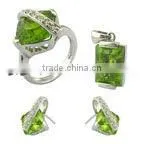 2013 Fashion Jewelry Green Gemstone Setting Jewelry Set thumbnail-1