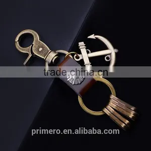 Men Custom Anchor Key Chain Female Leather Keyring Novelty Items thumbnail-2