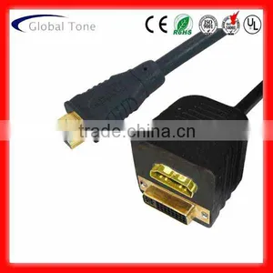GT3-1075 HDMI Male to DVI (24+5) Female+HDMI Female Cable A) GOLD B) NICKEL thumbnail-1