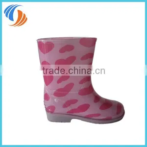 New PVC Pink Heart Printing Kids Rain Boots Light Outsole thumbnail-1