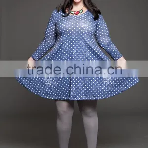 Blue Polka Dots MINI Dress - Loose Fit Dress- Womens Casual Winter Dress thumbnail-5