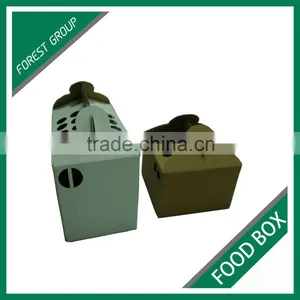 WHITE PLAIN CORRUGATED FOOD BOX FOR SHIPPING HAMBURGER WITH CUSTOM LOGO AND PRINT thumbnail-2
