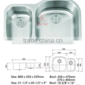 Double Stainless Steel Undermount Sink Double Bowl D58 thumbnail-1