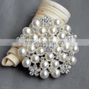 Rhinestone Button Brooch Embellishment Pearl Crystal Wedding Brooch Bouquet Cake Hair Comb Clip Large Assorted Decoration thumbnail-6