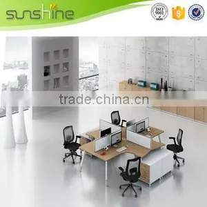 Portable Workstation Laptop Desk Table Wood 4 Seats Open Office Workstation thumbnail-1