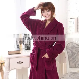 OEM New Design Coral Flannel Bathrobe for Women thumbnail-1