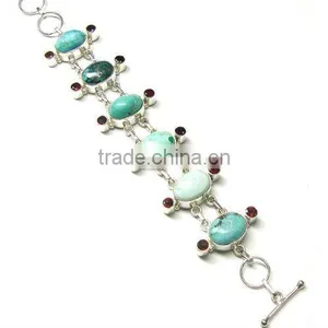 Natural Tibetan Turquoise 925 Stelring Silver Bracelet thumbnail-1
