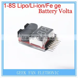 Low Voltage Airplane Battery Alarm Buzzer Alarm 1-8S Lipo/Li-ion/Fe Battery Voltage 2 in 1 Tester thumbnail-2