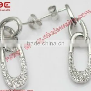2012 Israel Hot Sale Design 925 Sterling Silver Earrings Jewellery With AAA Grade cz Quality Rhodium Plated Micro Pave Setting thumbnail-1